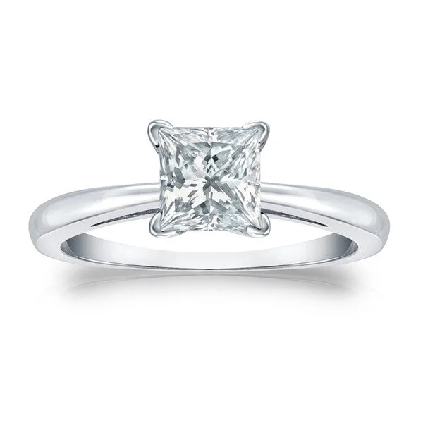 Inset gem ring-Auriya Platinum GIA Certified 1.75-Carat TDW Princess-Cut Solitaire Diamond Engagement Ring