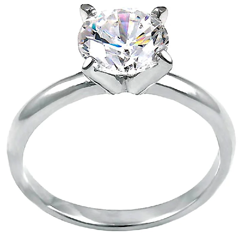 Radiant iolite ring-Cassandra: 2.0ct Russian Ice CZ Solitaire Bridal Engagement Band Ring