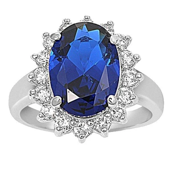 Flowing design ring-Catherine: 7ct Sapphire & Simulated Diamond Royal Ring 925 Silver