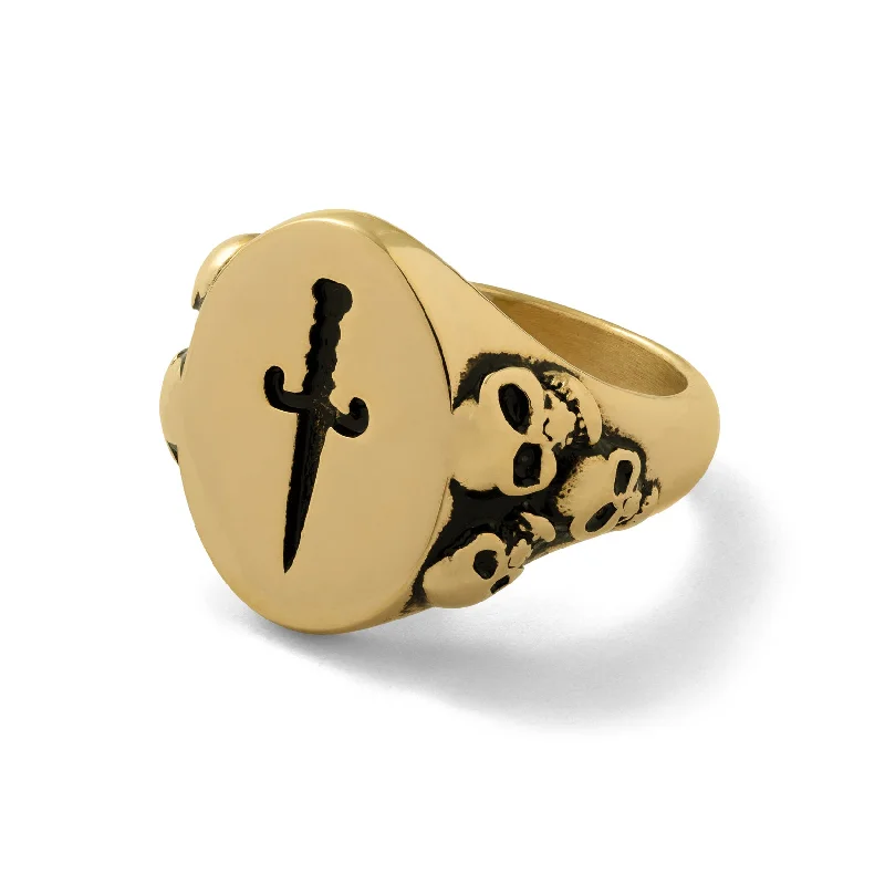 Solar glow ring-Graveyard Signet Ring (Gold)