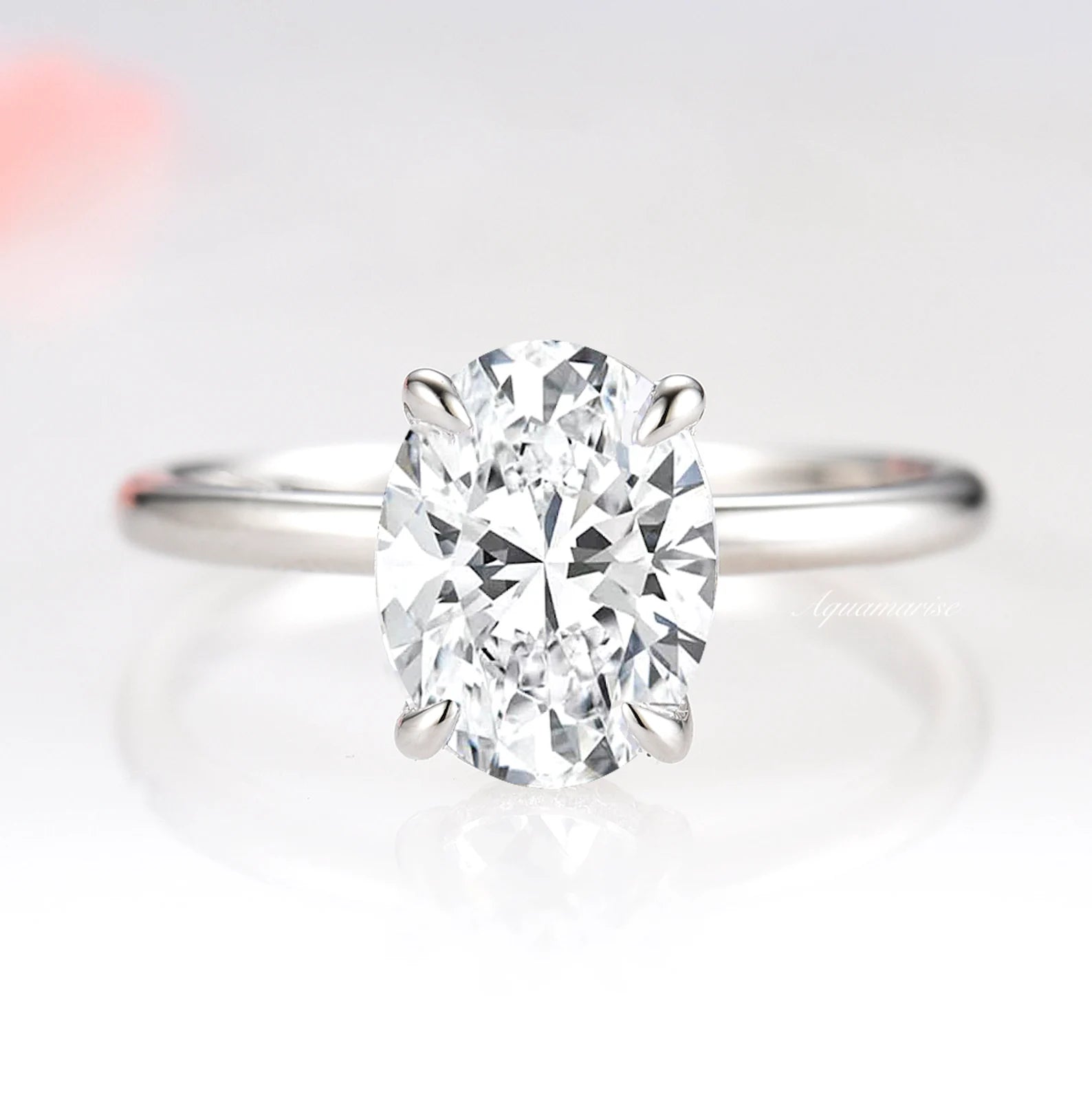 Sprout-bud ring-Moissanite/ White Sapphire Engagement Ring- Sterling Silver (Hidden Accents)