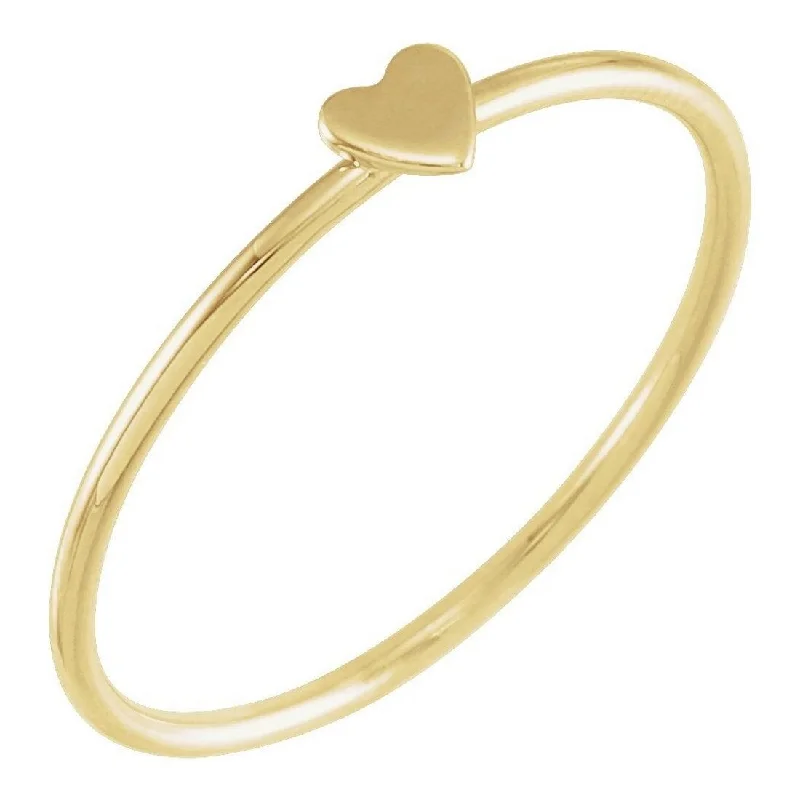 Solid gold ring-Curata 14k Yellow Gold Polished Stackable Thin Heart Ring