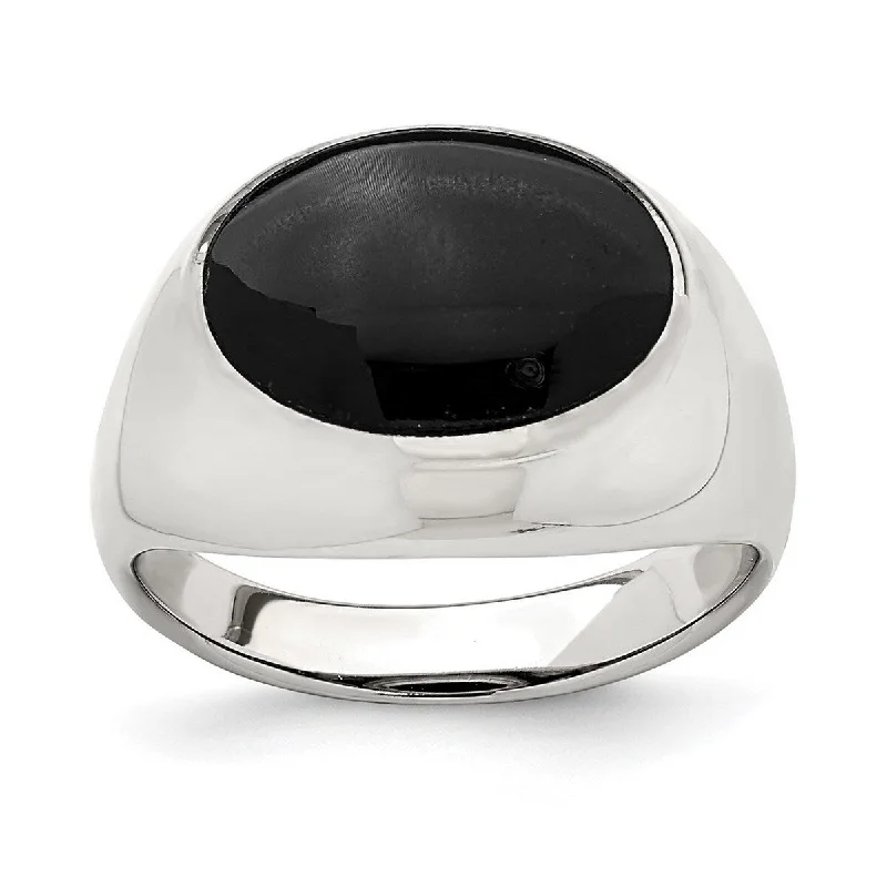 Raised stone ring-Curata 925 Sterling Silver Polished Black Simulated Onyx Ring