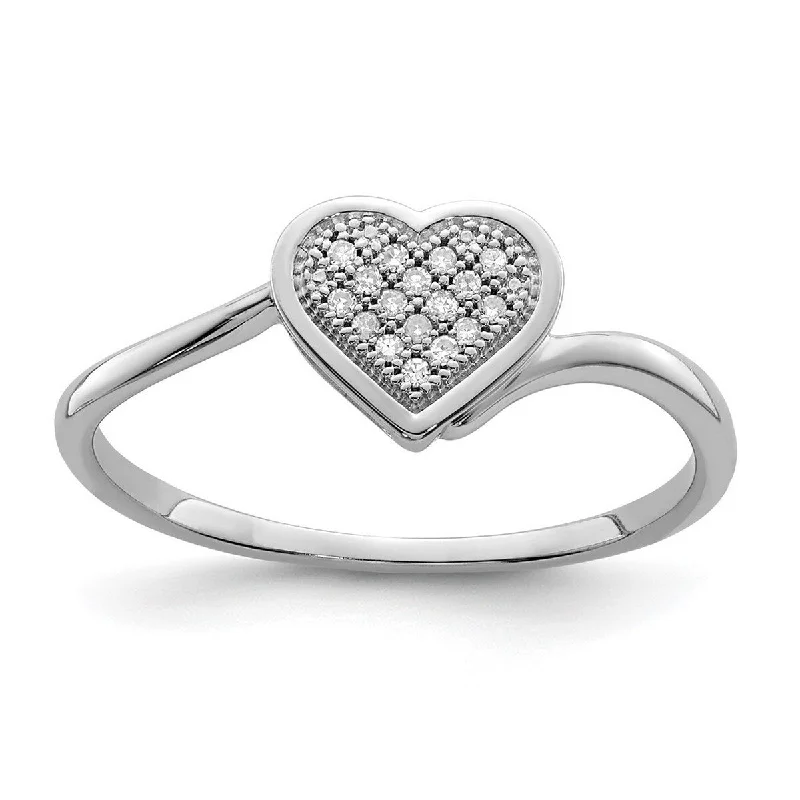 Smooth-cut ring-Curata 925 Sterling Silver Polished Diamond Love Heart Ring