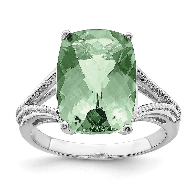 Glinting crystal ring-Curata 925 Sterling Silver Polished Green Quartz Ring