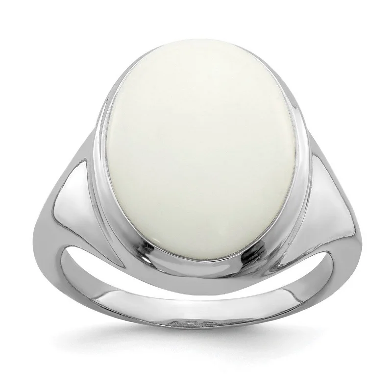 Bent gem ring-Curata 925 Sterling Silver Polished Open back White Agate Ring