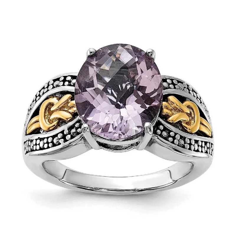 Laced ring-Curata 925 Sterling Silver Polished Prong set With 14k 3.3Pink Amethyst Ring