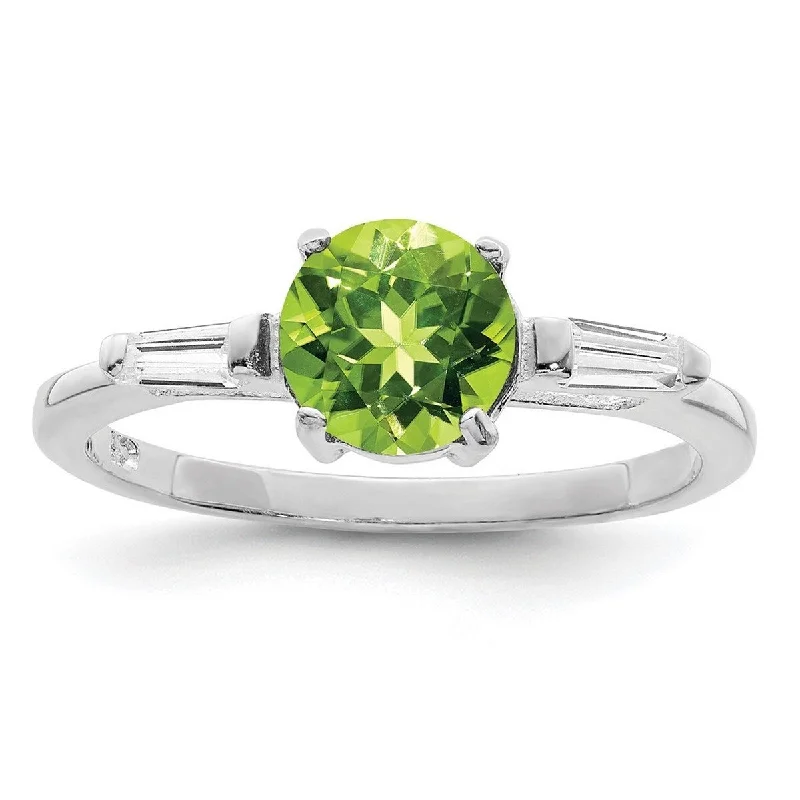 Antique citrine ring-Curata 925 Sterling Silver Polished Solid Back Peridot and CZ Cubic Zirconia Simulated Diamond Ring