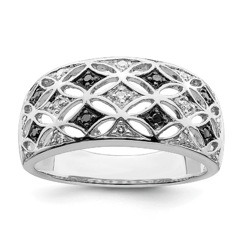 Radiant minimalist ring-Curata 925 Sterling Silver Rhodium Plated Back and White Diamond Ring