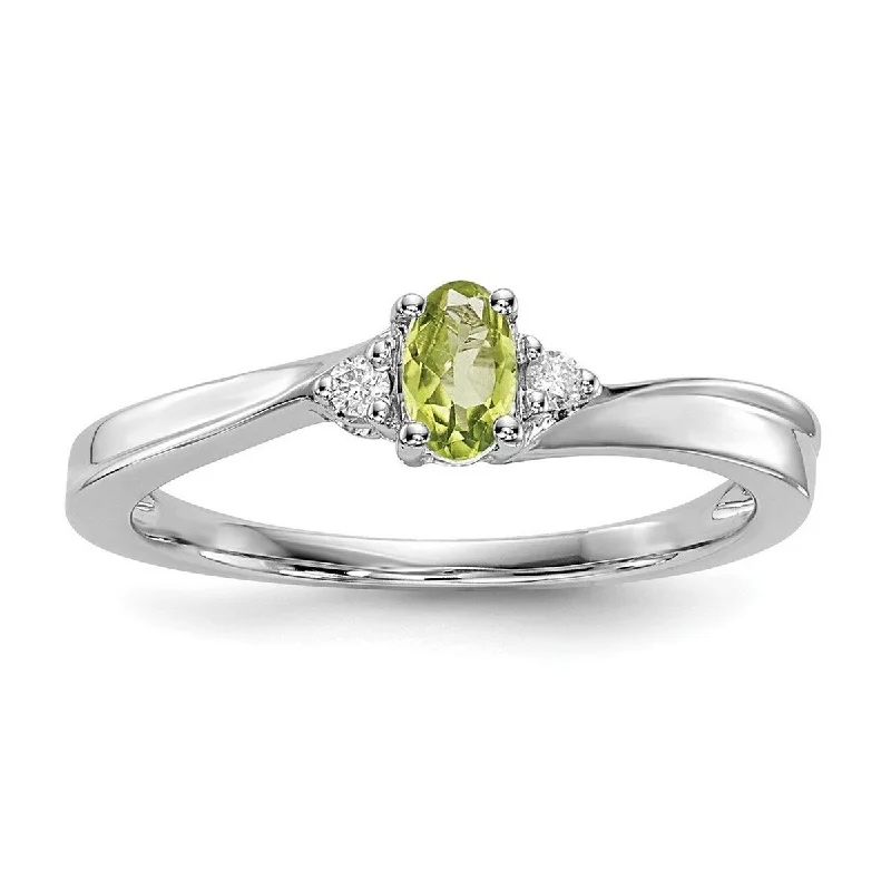 Welded gold ring-Curata 925 Sterling Silver Rhodium Plated Peridot Ring