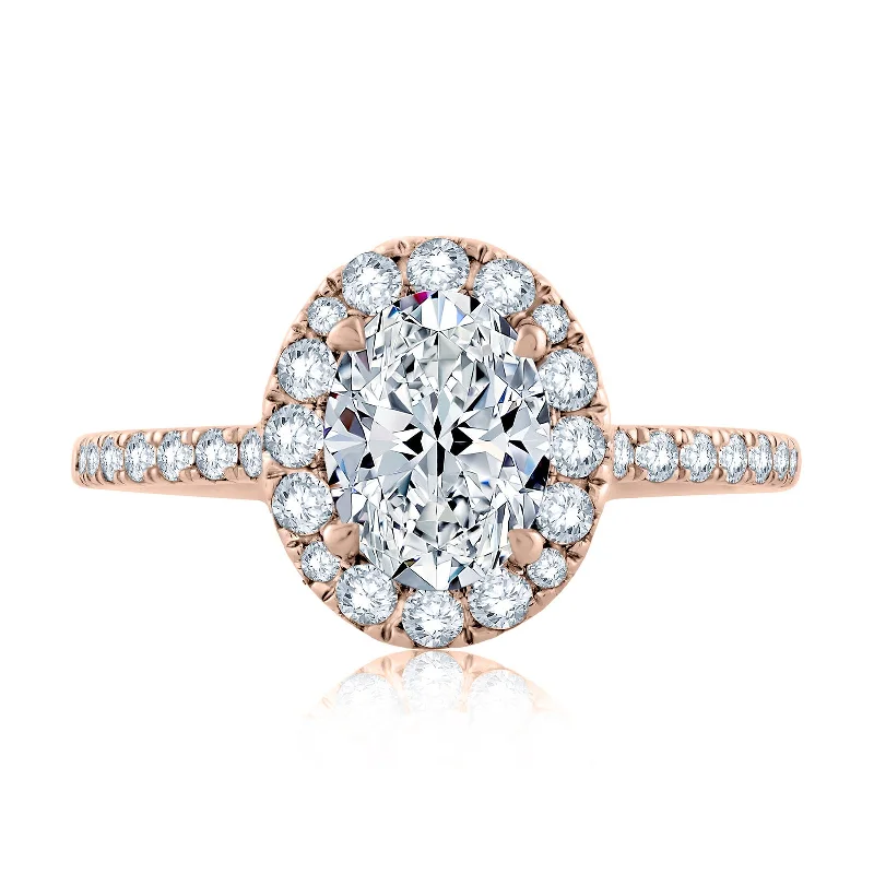 Open-shadow ring-Diamond Halo Semi Mount Ring | 14k Rose (1.50ct Head)