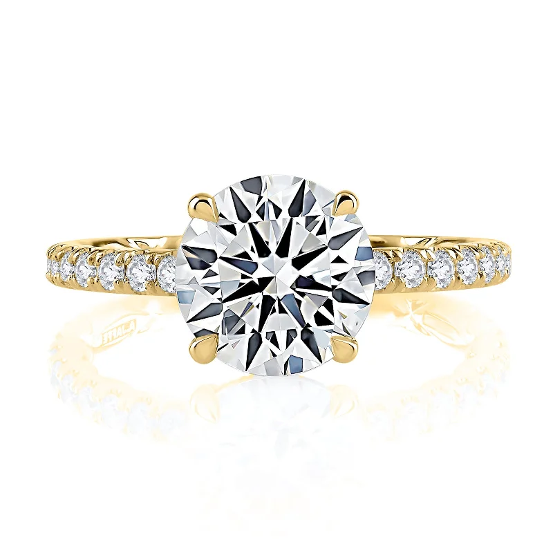 Split crystal ring-Diamond Semi Mount Ring | 14k Yellow (1.00ct Head)