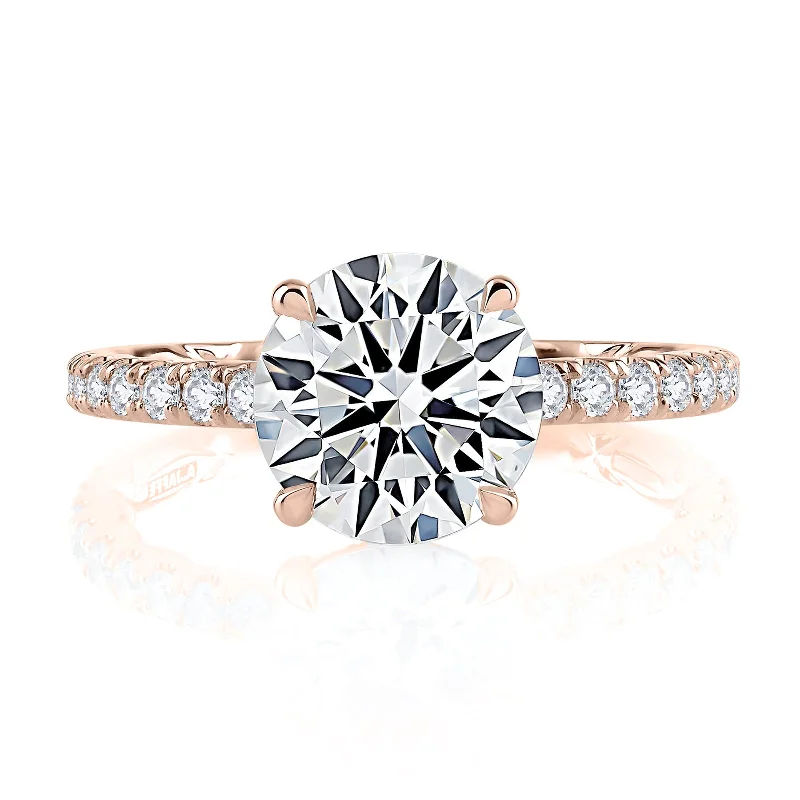 Furrowed edge ring-Diamond Semi Mount Ring | 18k Rose (1.50ct Head)