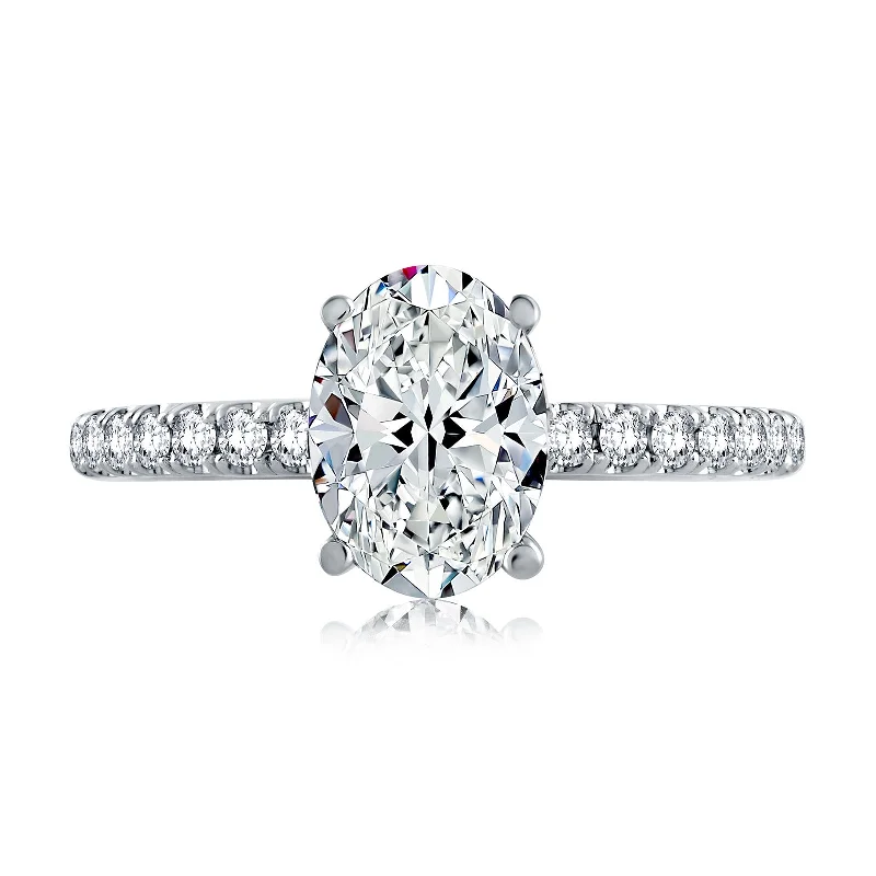 Domed band ring-Diamond Semi Mount Ring | 18k White (1.50ct Head)