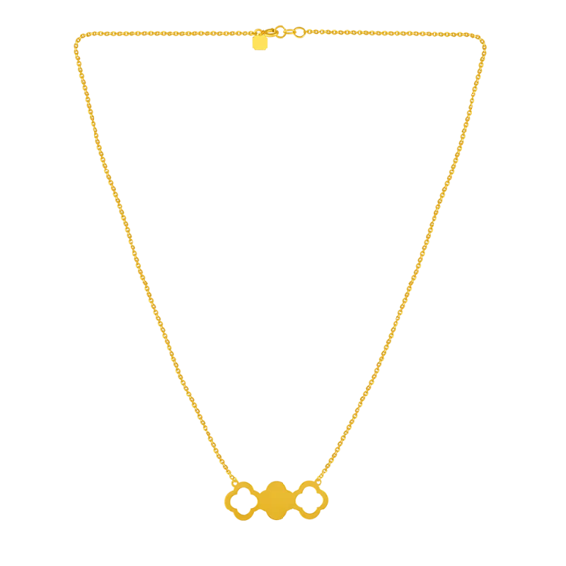 Solid gold necklace-Distinctively Designed 22k Gold Necklace In Geometric Floral Shape