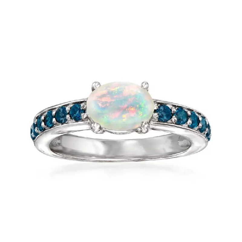 Gentle flow ring-Ethiopian Opal With Blue Topaz Gemstone Ring, 925 Sterling Silver Ring