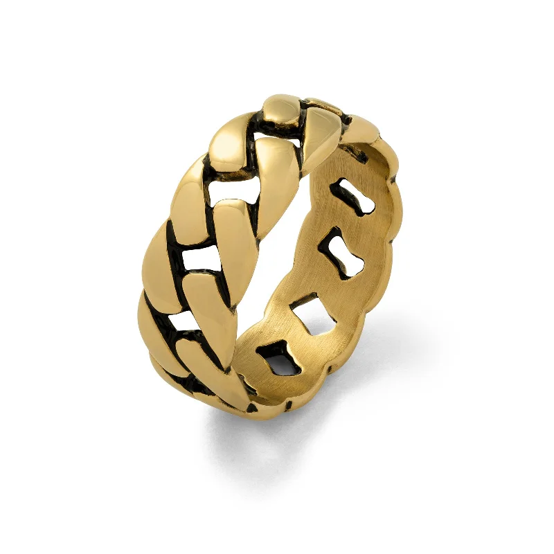 Flush-rim ring-Cuban Link Ring (Gold)