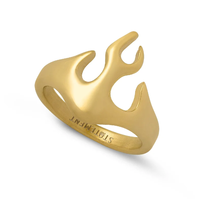 Furrowed pattern ring-Flame Ring (Gold)