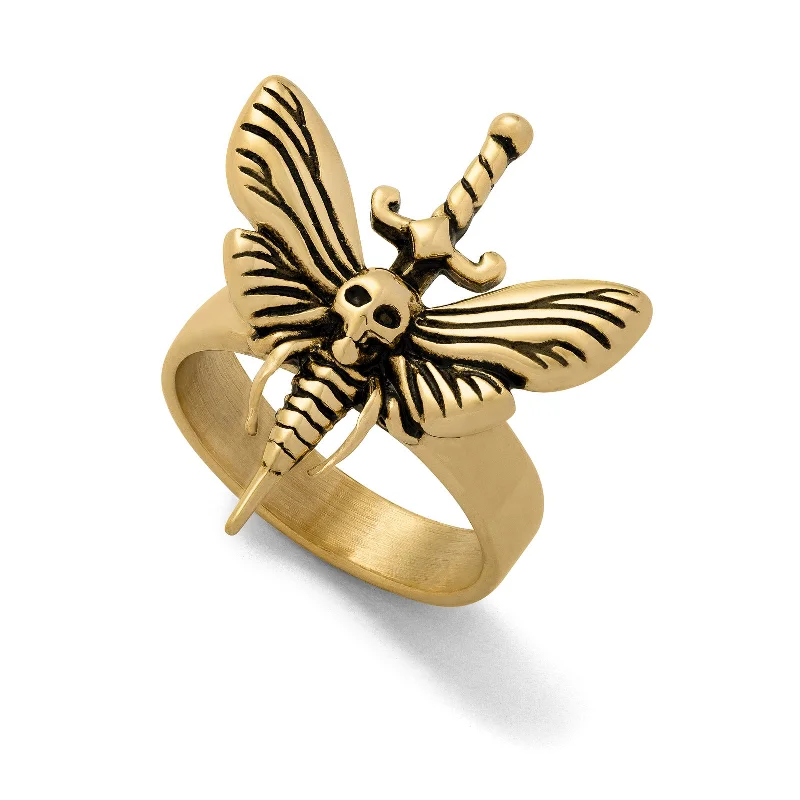 Six-stone ring-Death's Head Moth Ring (Gold)