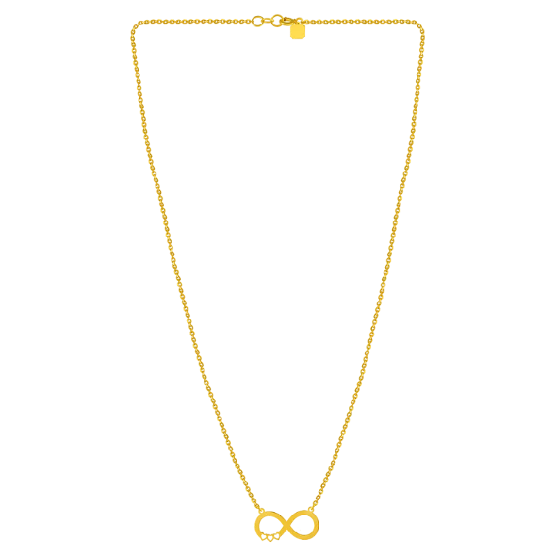 Surging wave necklace-Gorgeous 22k Infinite Shape Gold Necklace With Heart Shape Details