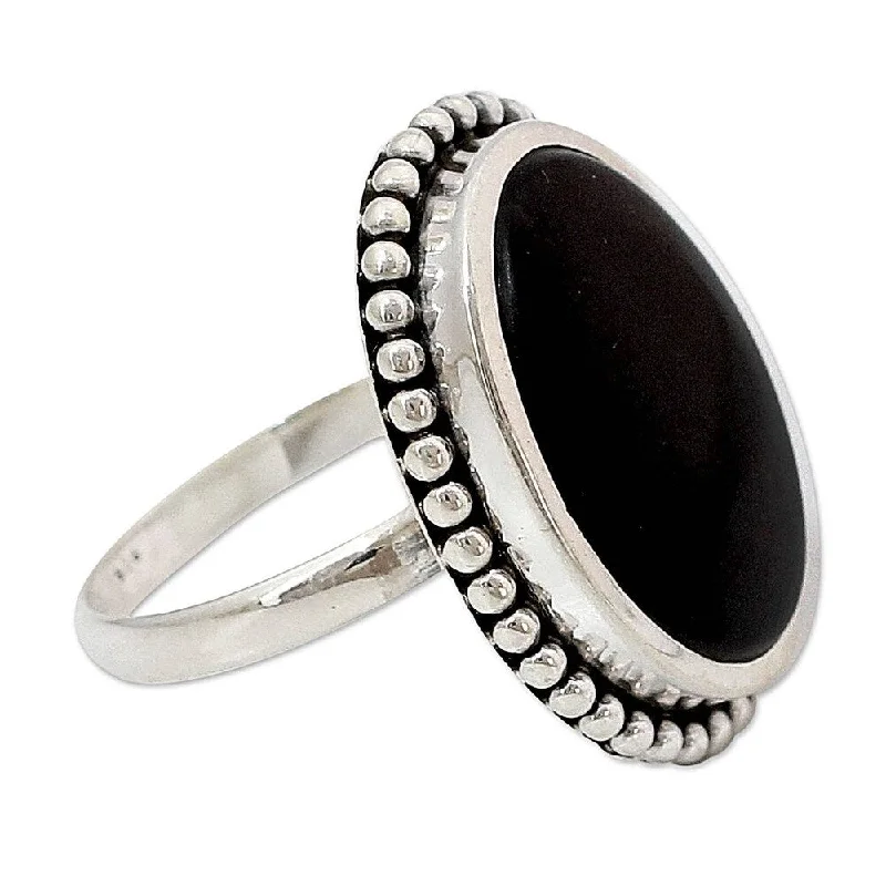 Welded gold ring-Handmade Mysterious Moon Onyx Sterling Silver Ring (India)