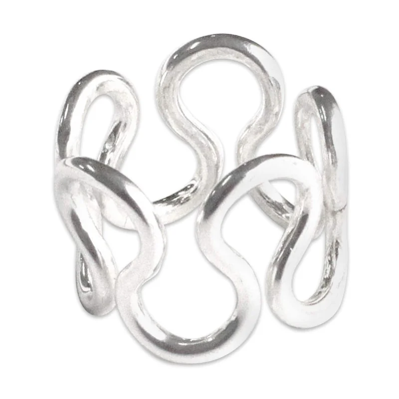 Knotted braid ring-Handmade Sinuous Sterling Silver Ring (Peru)