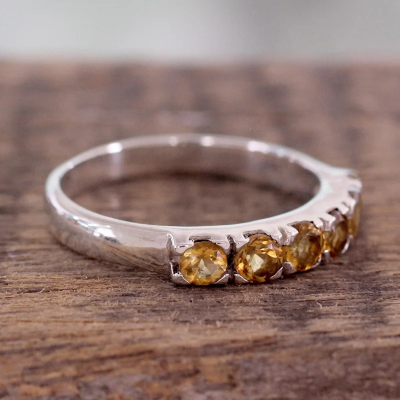 Woven thread ring-Handmade Sterling Silver 'Forever Sunshine' Citrine Rings (india)