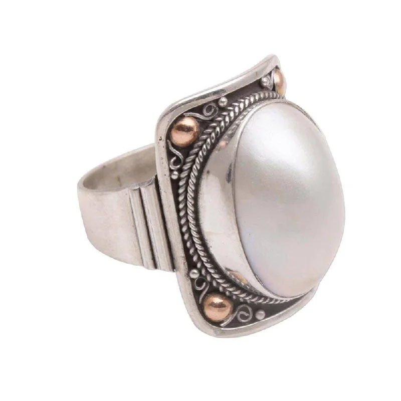 Vivid agate ring-Handmade Sterling Silver Gold Accent Palace 15 mm (Indonesia)