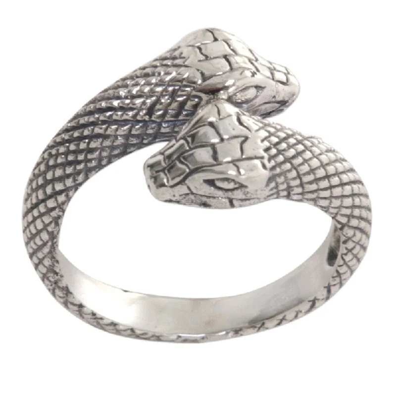 Bold sunstone ring-Handmade Sterling Silver 'Sea Serpent' Ring (Indonesia)