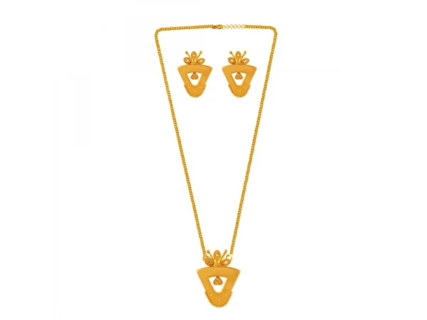 Laced necklace-Inverted Triangle Shape 22k Gold Jewellery Set