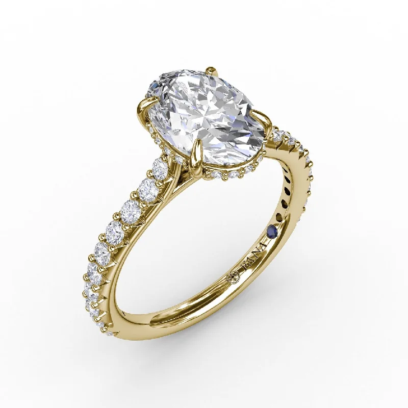 Raised stone ring-Lady's Yellow 14 Karat Engagement Ring 0.48tw Round Diamonds