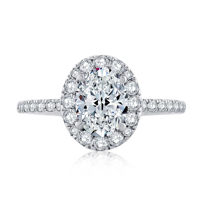 Smooth-cut ring-Diamond Halo Semi Mount Ring | 14k White (1.50ct Head)