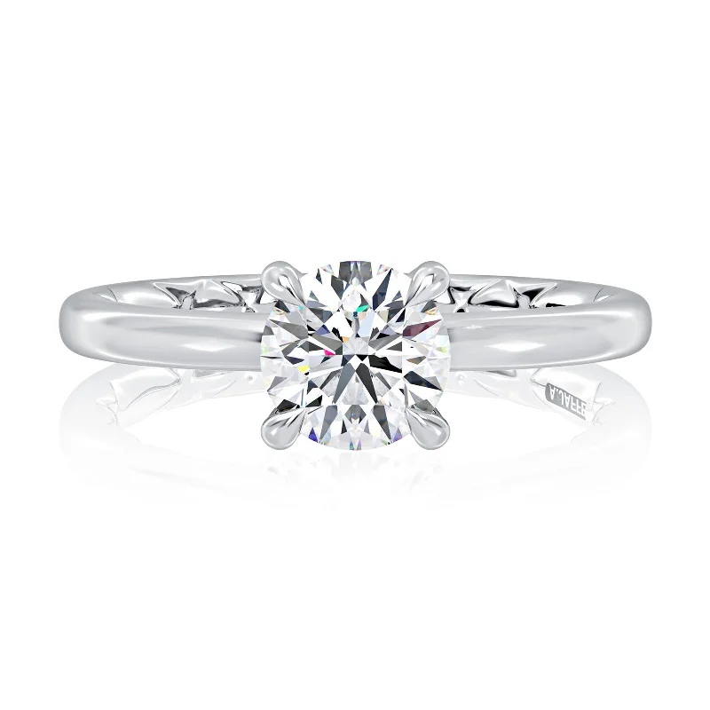 Thick pave ring-Solitaire Ring | 14k White (1.50ct Head)