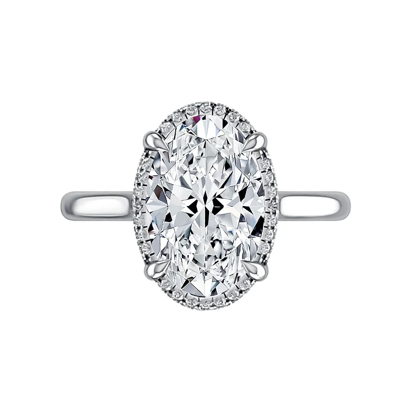 Twisted wire ring-Diamond Halo Semi Mount Ring | 14k White (4.00ct Head)