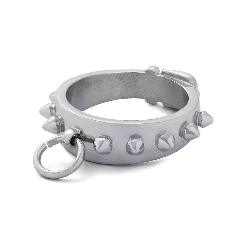 Incised gem ring-Spiked Dog Collar Ring