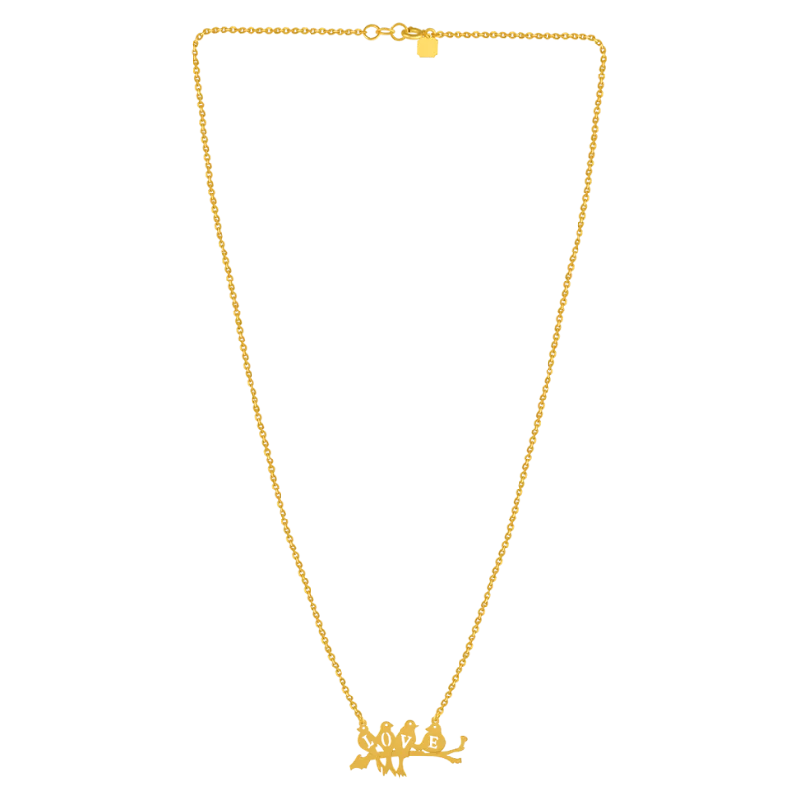 Wire-twirl necklace-Mesmerizing 22k Gold Necklace Adorned With Delicate Birds And Love Cutout