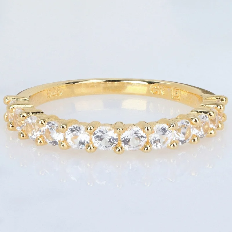 Vivid gold ring-Miadora 1 1/10ct TGW Created White Sapphire Anniversary Band Yellow Silver