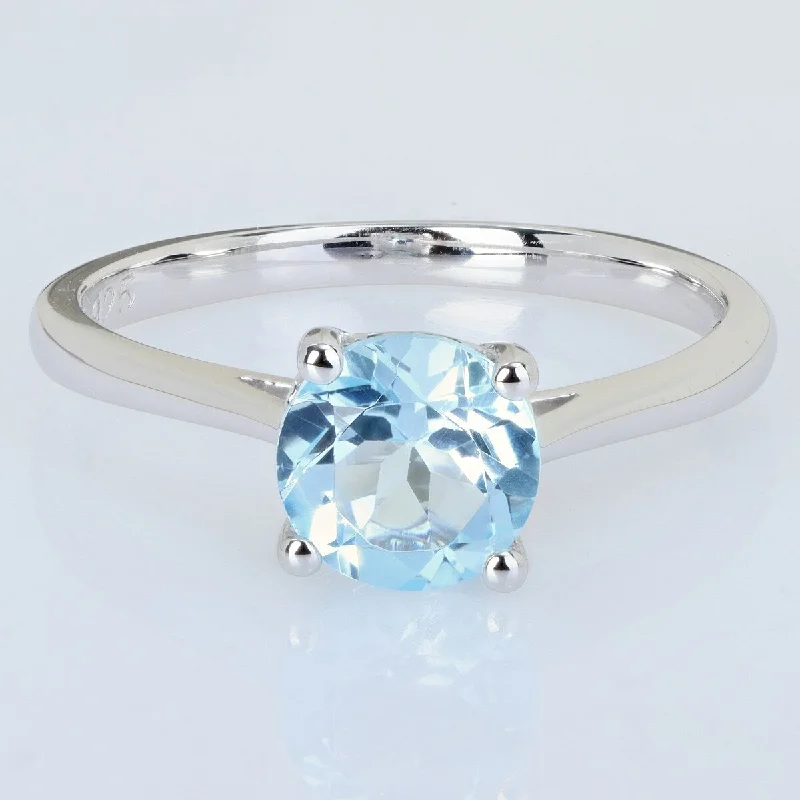 Etched nickel ring-Miadora 1 3/5ct TGW Sky-Blue Topaz Solitaire Ring Sterling Silver