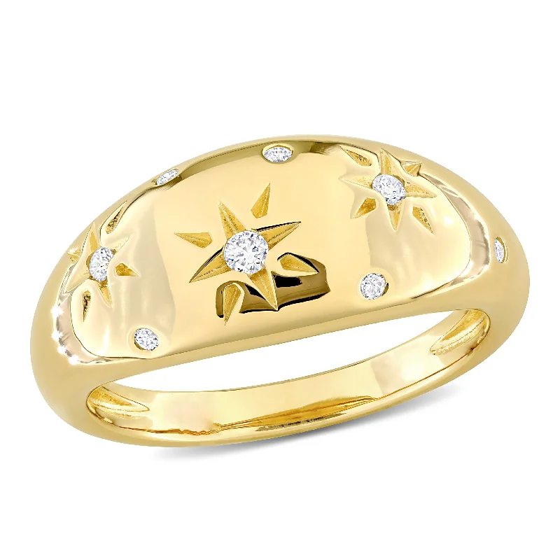 Sparkling silver ring-Mimi & Max 1/10ct TDW Diamond Dome-Shaped Star Ring in 10k Yellow Gold