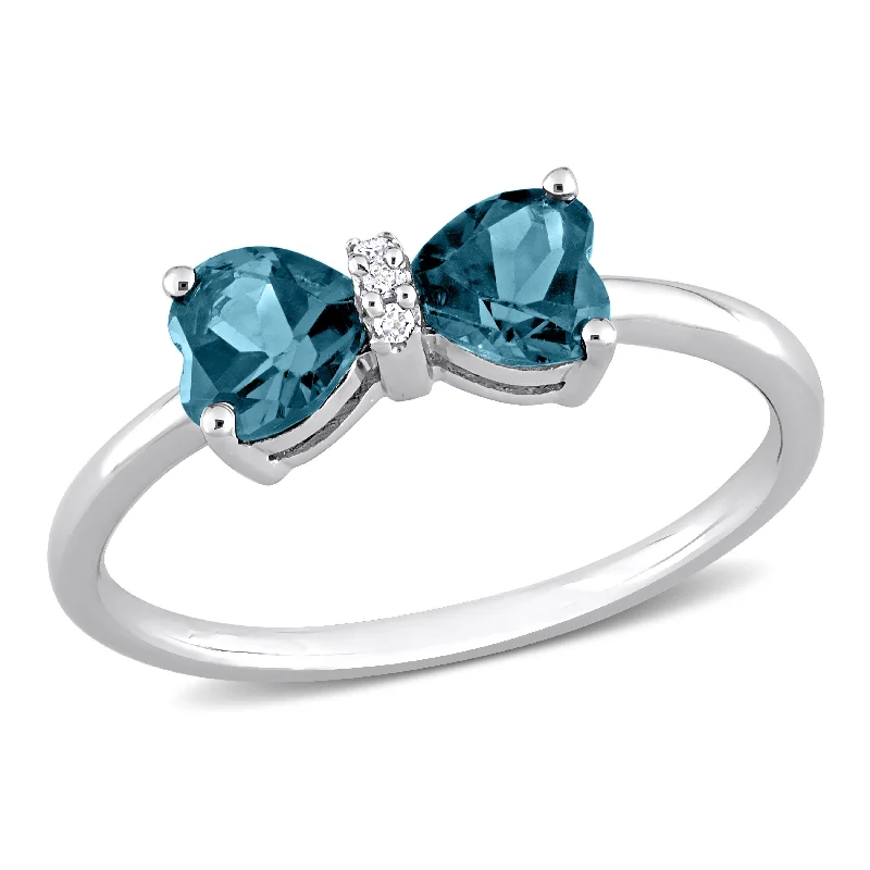 Shiny rhodium ring-Mimi & Max 1ct TGW London Blue Topaz and Diamond Accent Ring in 10k White Gold