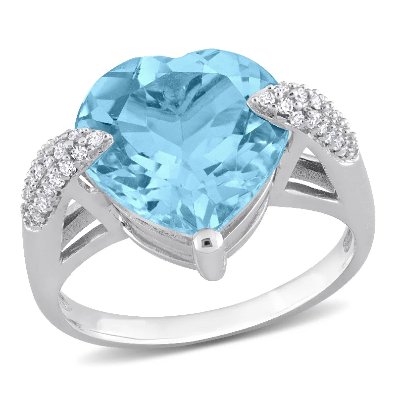 Suspended diamond ring-Mimi & Max 7ct TGW Heart-Cut Sky Blue Topaz and 1/5ct TDW Diamond Ring in 14k White Gold