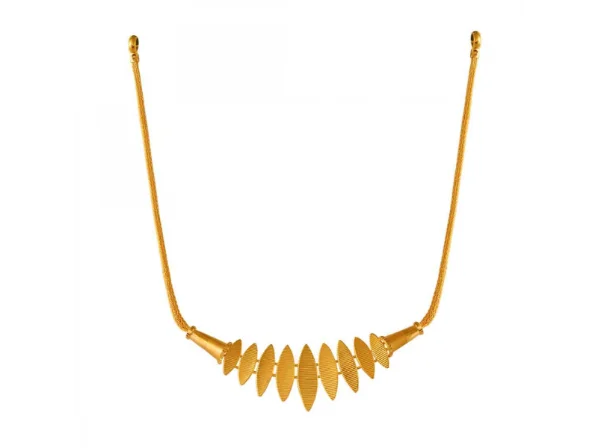 Split crystal necklace-Modern Leaf Motif Gold Necklace