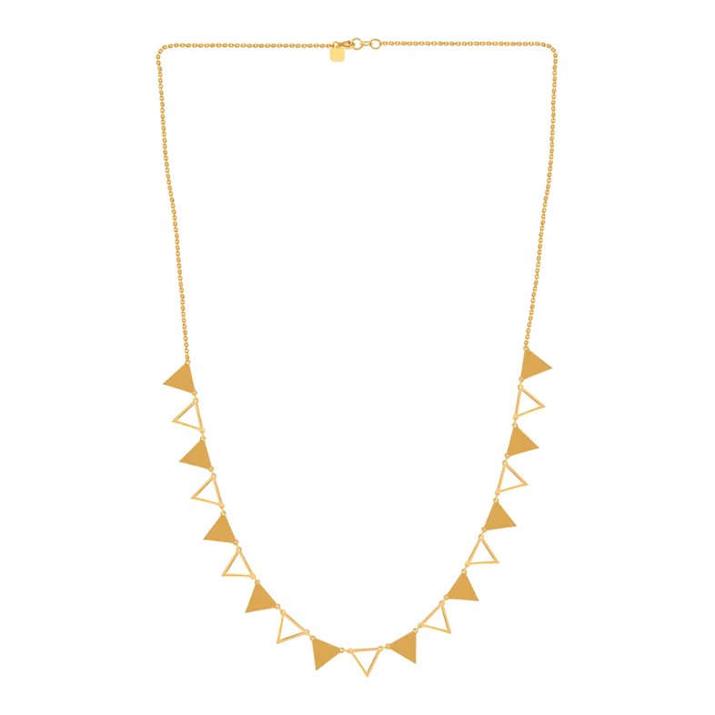 Sparkling spodumene necklace-Modern Triangular Shaped 22k Gold Necklace