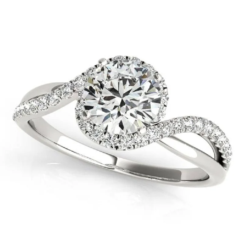 Laced ring-Moissanite by Auriya 14k Gold 3ctw Halo Diamond Engagement Ring 1/5ctw