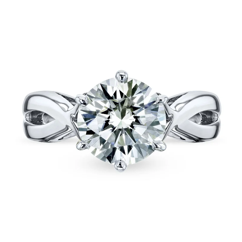 Old emerald ring-1.9ct Moissanite 6-Prong Crossover Solitaire Ring