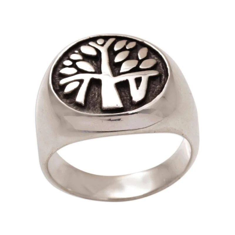 Sprout-bud ring-NOVICA Beringin Magic, Sterling silver signet ring