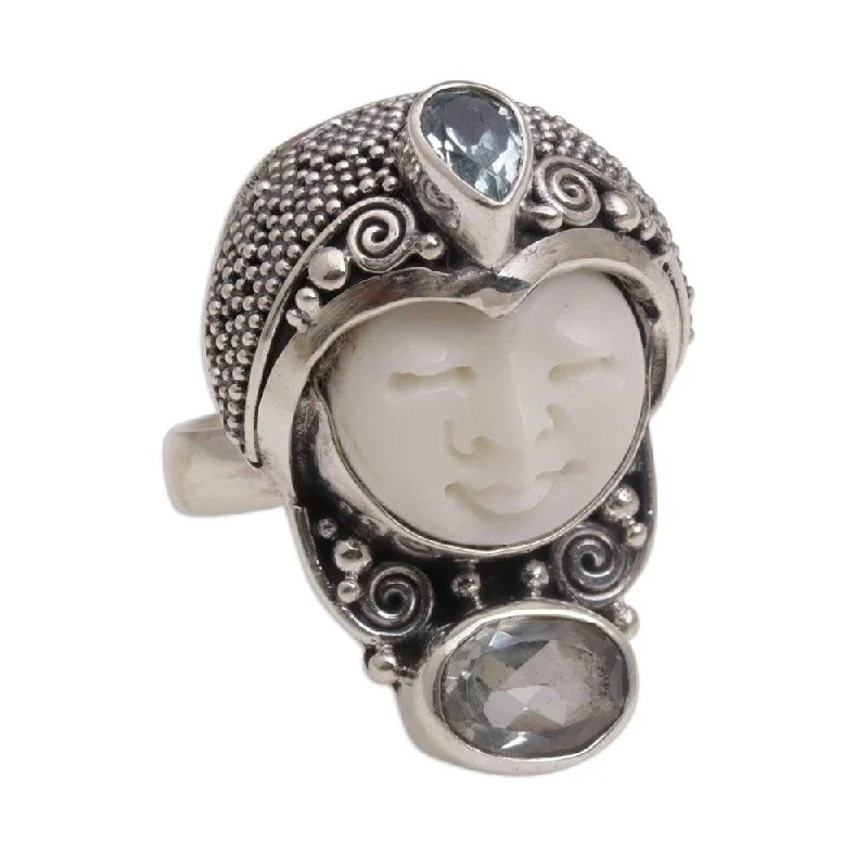 Worn nickel ring-NOVICA Handmade Sterling Silver Moonlight Prince Blue Topaz Ring (Indonesia)