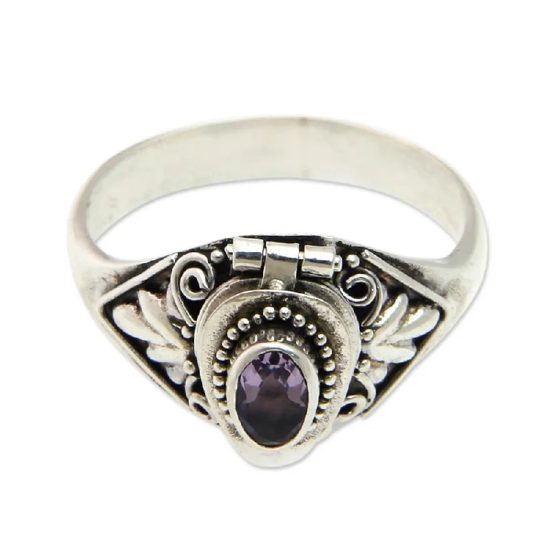 Scored band ring-NOVICA Handmade Sterling Silver 'Mysterious Garden' Amethyst Ring (Indonesia)