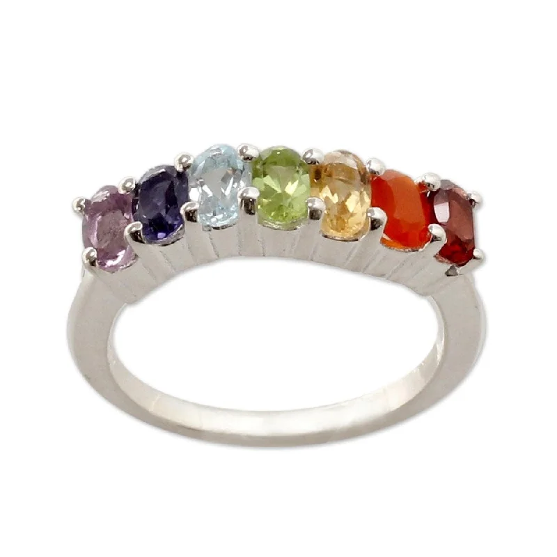 Shadow moon ring-NOVICA Handmade Sterling Silver 'Positivity' Multi-gemstone Ring (India)