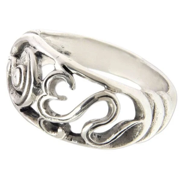 Bent gem ring-NOVICA Om Kara Florid Handmade Artisan 925 Sterling Silver Men or Womens Band Ring (Indonesia)